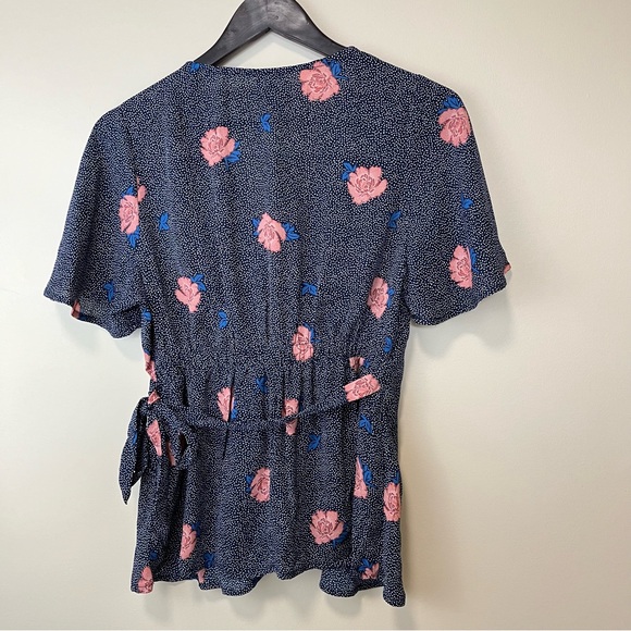 NWT Bobeau Flutter Sleeve Faux Wrap Blouse - Picture 8 of 15